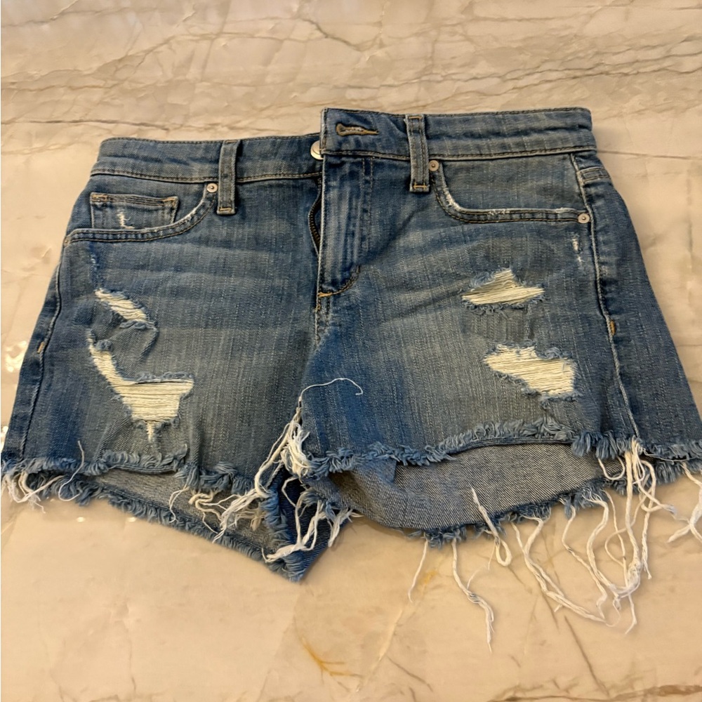 Joe's Jeans Frayed Distressed Denim Shorts - Blue